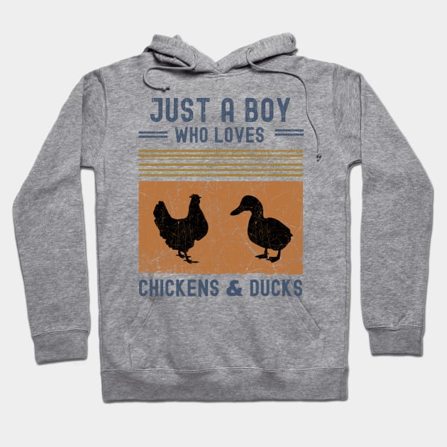 Just A Boy Who Loves Chickens And Ducks Retro vintage design Hoodie by madani04